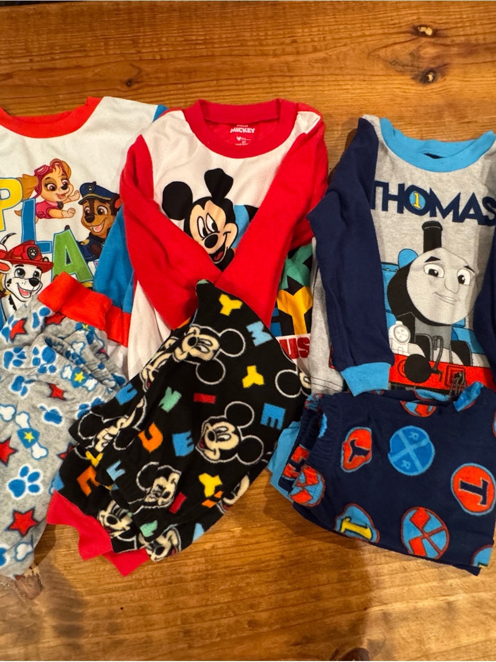 Disney Mickey & Thomas the Tank Engine Kids Pajama Set - Red, Blue, Black